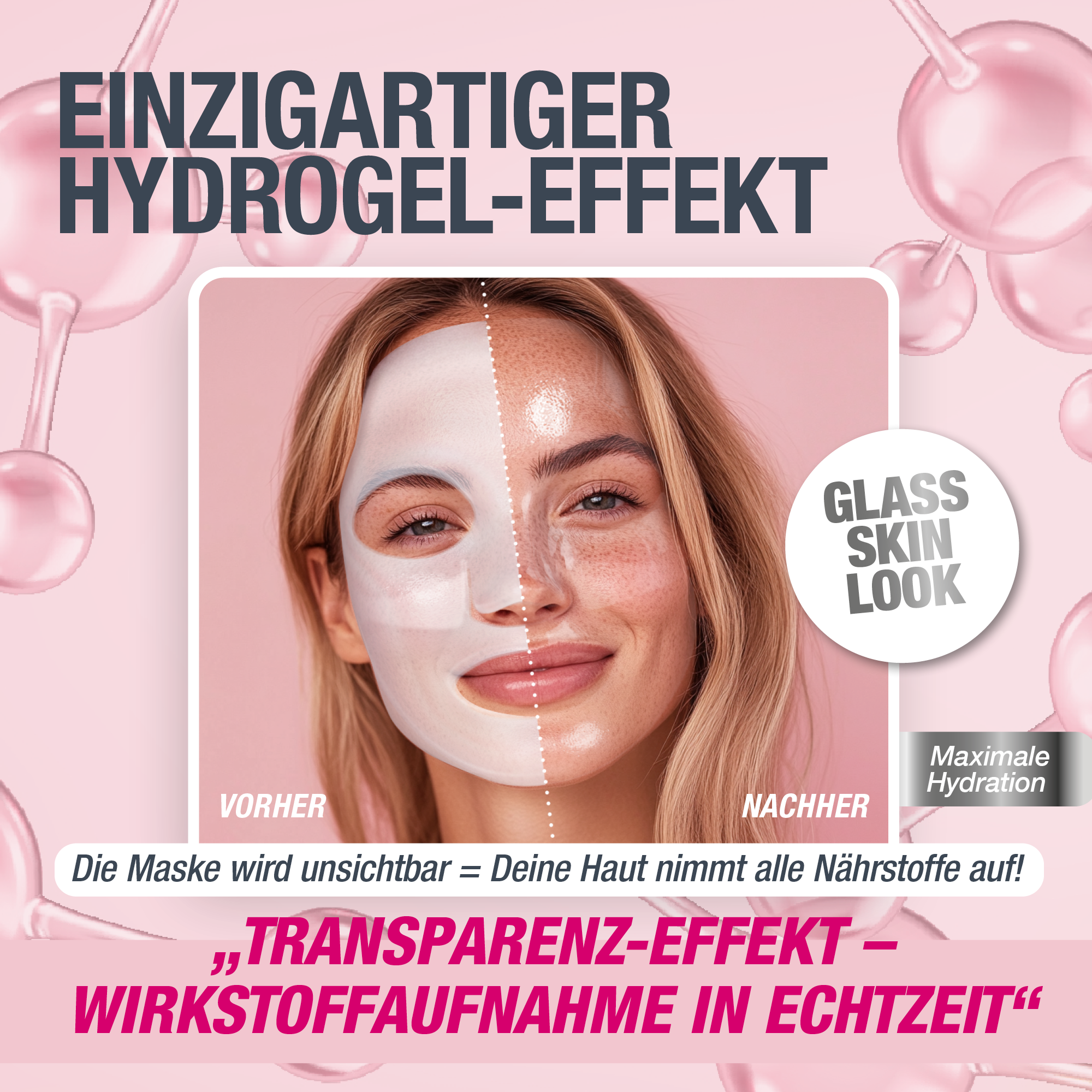 Glassskinmask® - 1er Pack - Hydrogel Gesichtsmaske für strahlende Haut