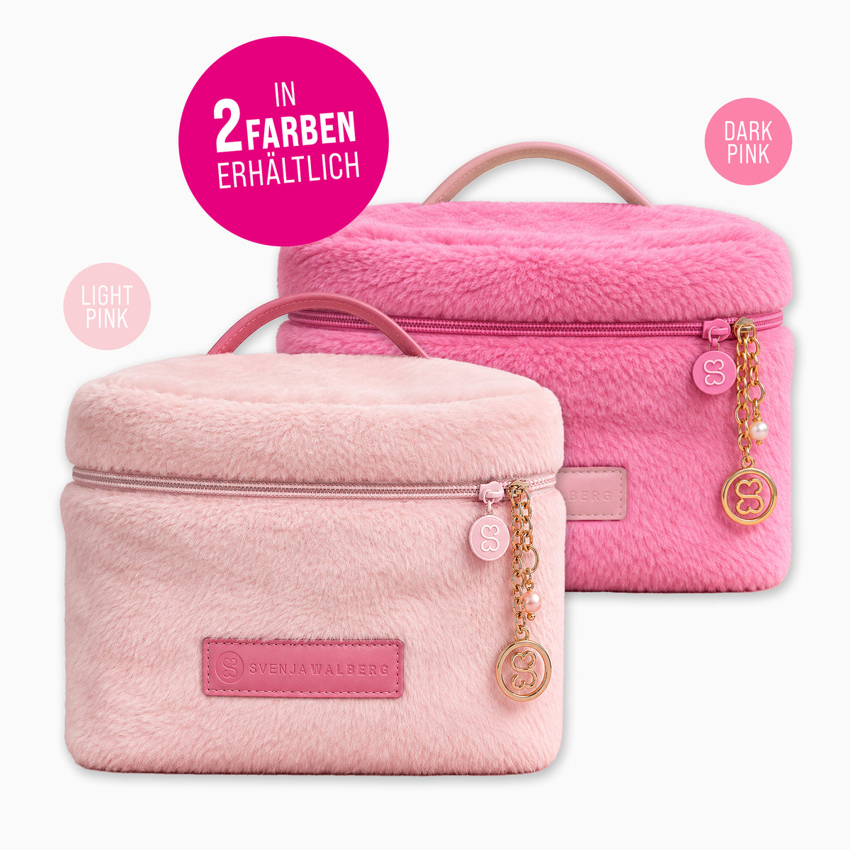 Svenja Walberg Beauty Bag – Flauschige Kosmetiktasche in Pink & Light Rosa