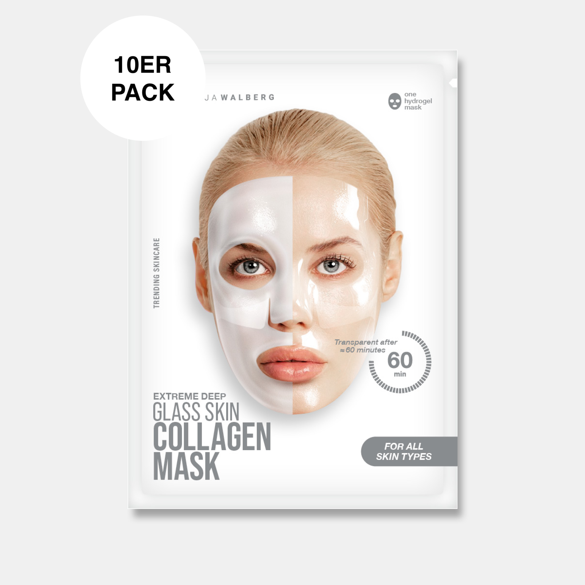 Glassskinmask® - 10er Pack - Hydrogel Gesichtsmaske für strahlende Haut
