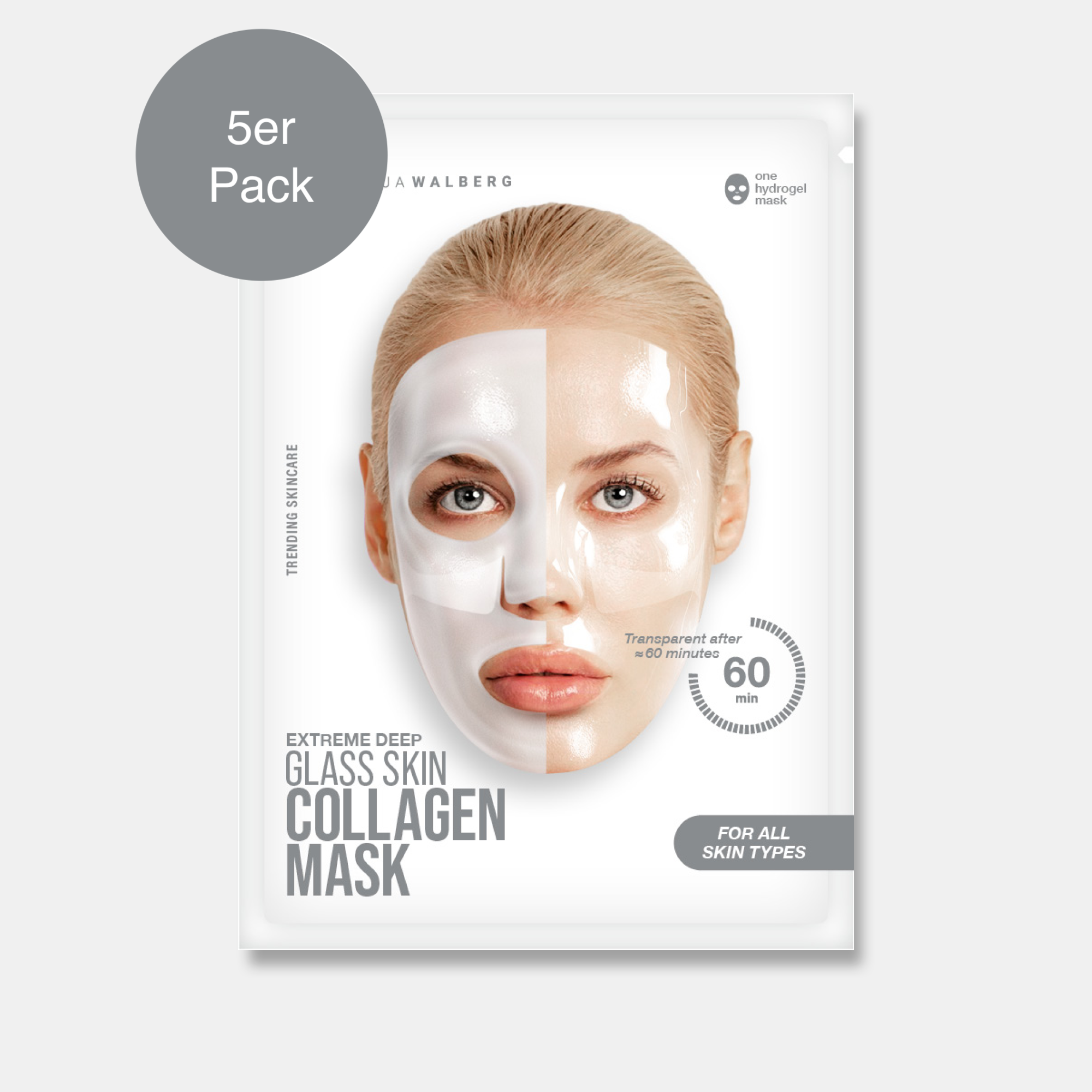 Glassskinmask® - 5er Pack - Hydrogel Gesichtsmaske für strahlende Haut
