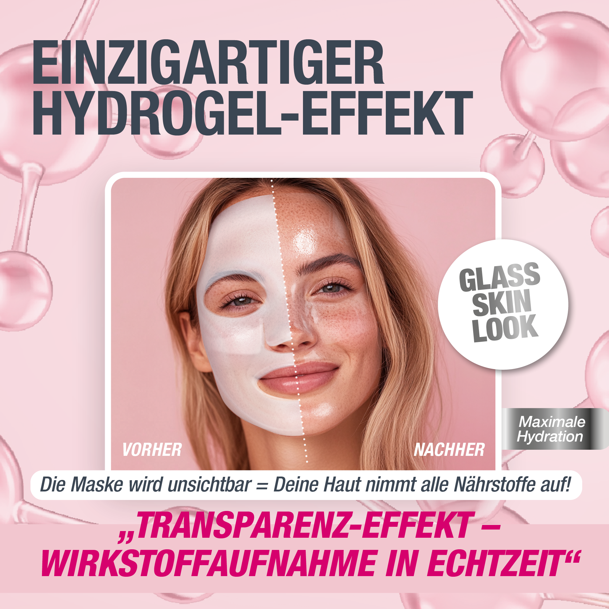 Glassskinmask® - 3er Pack - Hydrogel Gesichtsmaske für strahlende Haut