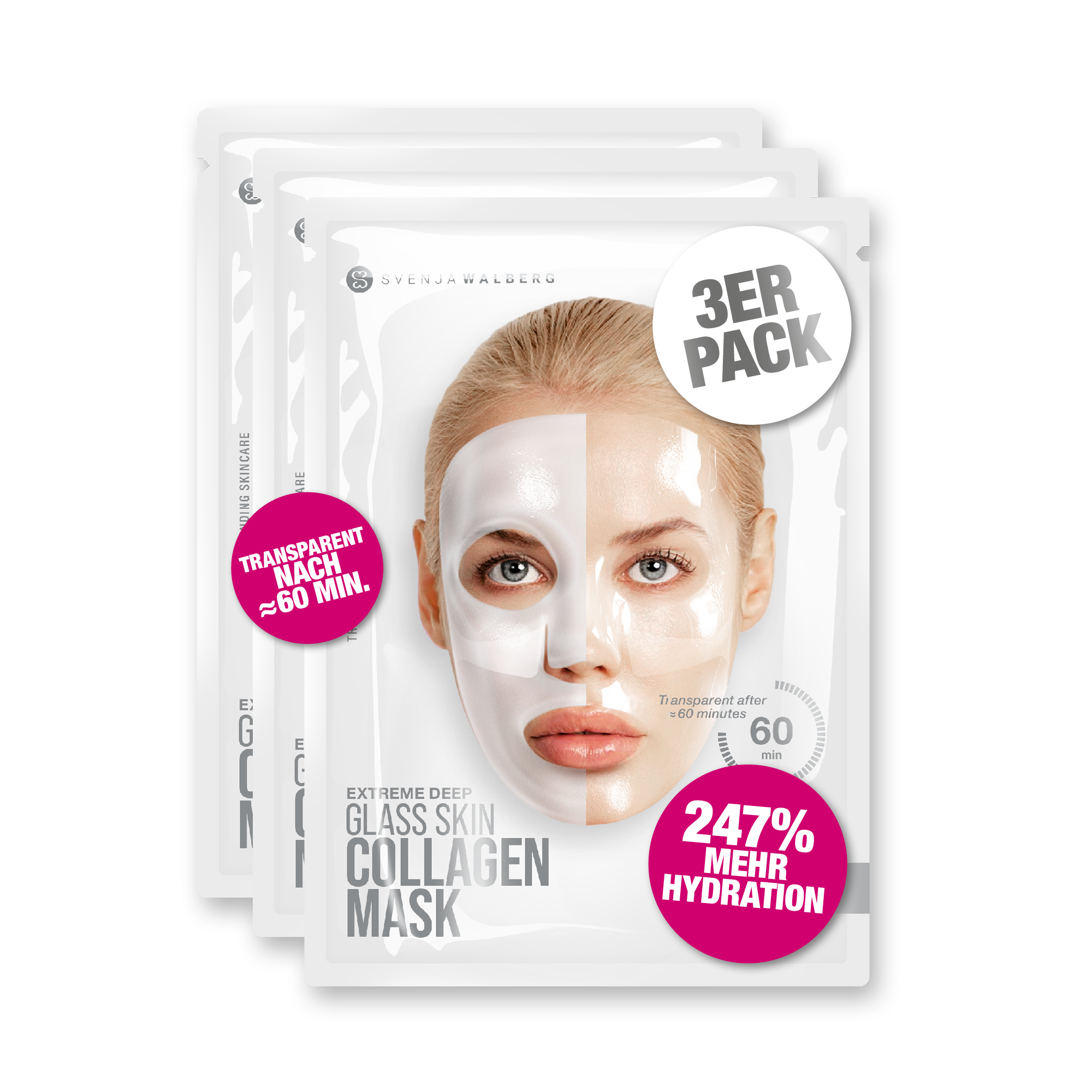 Glassskinmask® - 3er Pack - Hydrogel Gesichtsmaske für strahlende Haut