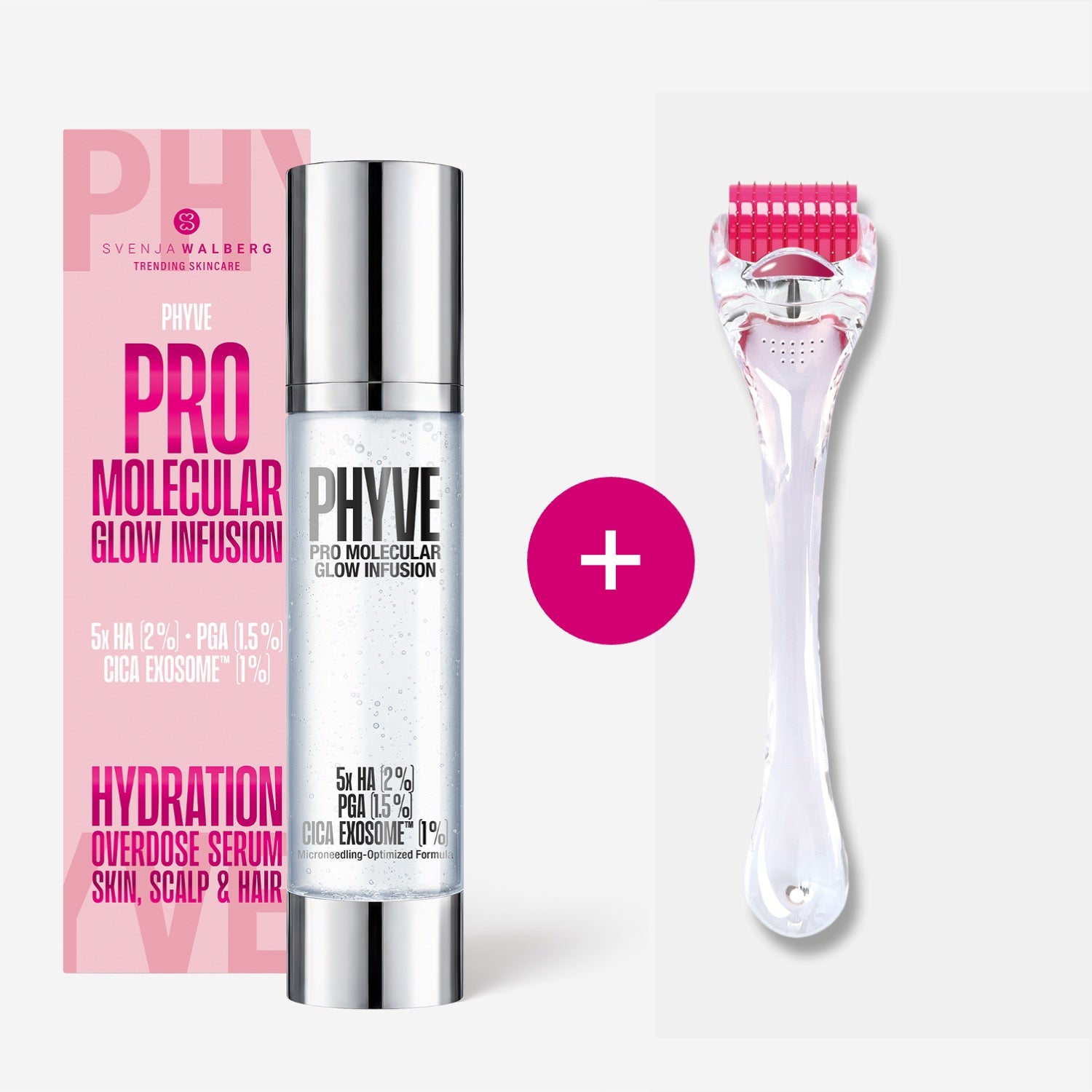 PHYVE® - Hyaluron Serum 120ml + BEAUTYROLLER® - Microneedling für Gesicht & Dekolleté